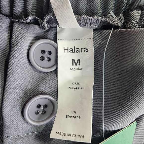 Womens Gray Halara Wide Leg Pleated Dress Pants Polyester Blend Stretch Size M - Picture 4 of 10